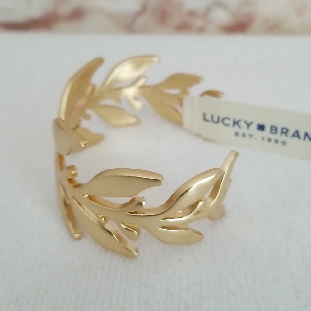 New Lucky Brand Organic Leaf Cuff Bracelet - Picture 2 of 7